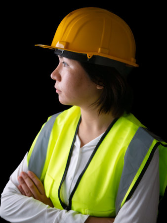 factory woman workers or technicians civil Engineer or Architecture project management standing with arms crossed.の写真素材