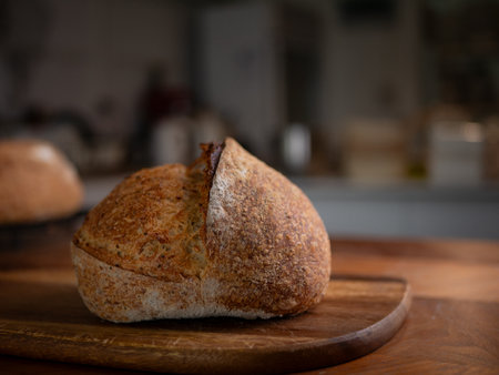 Crusty Artisan Sourdough Bread Close-Up.