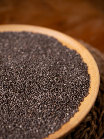 Organic natural chia seeds health benefits superfood.の写真素材