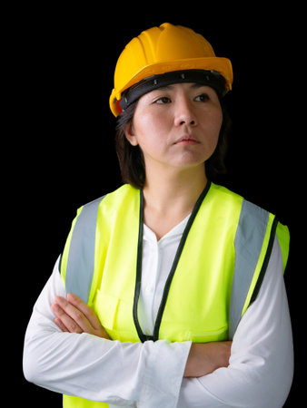 factory woman workers or technicians civil Engineer or Architecture project management standing with arms crossed.の写真素材