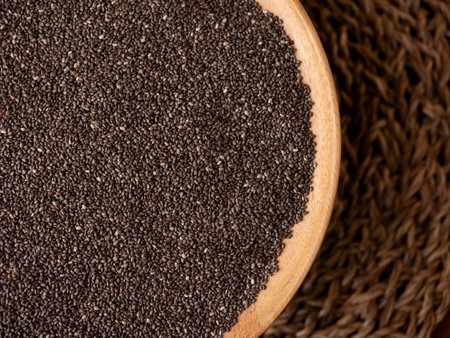 Organic natural chia seeds health benefits superfood.の写真素材