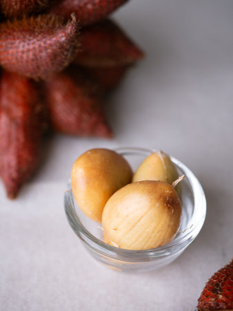 salak fruit,salacca zalacca or snake fruit exotic tropical fruits.の写真素材