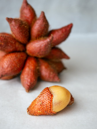 salak fruit,salacca zalacca or snake fruit exotic tropical fruits.の写真素材