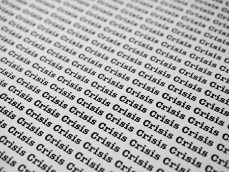 Words Crisis Seamless print on paper for business background.の写真素材
