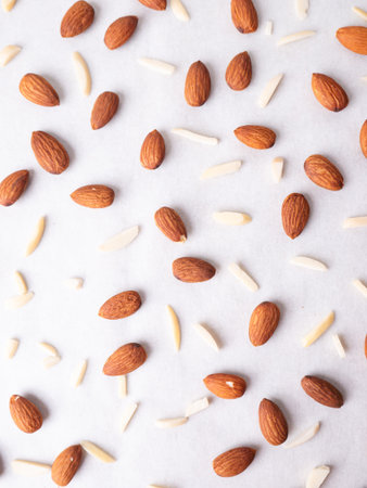 Almond and White Almond Stick set on white background.の写真素材