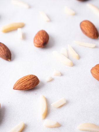 Almond and White Almond Stick set on white background.