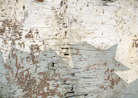 White painted stars on weathered distressed wooden surface - Vintage rustic patriotic background...