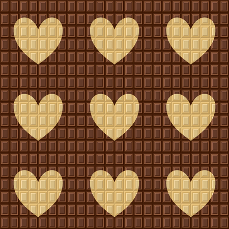 World Chocolate Day. Seamless pattern with white and milky dark chocolate. Festive greeting wrap packing, brown fabric. Romantic sweet background for gift decorationのイラスト素材