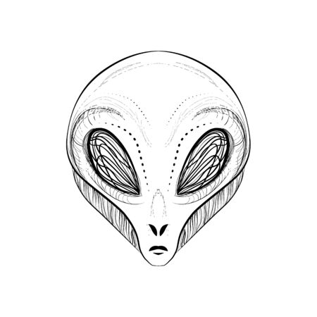 Alien head - vector illustration. The intergalactic kidnapper alien tattoo. International World Day...