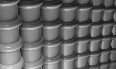 Architectural advertising advertising poster. Sewer pipes - infrastructure. Colonnade on a black dark background. Empty space for text. Architectural background - 3d render illustration.の写真素材
