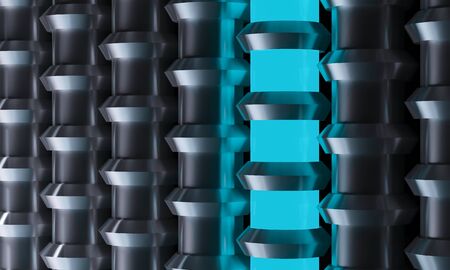 Blue liquid - 3d render illustration. Super Strength Chemical Serum. Abstract architectural...