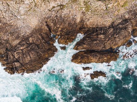 Aerial view of atlantic rocky coastline in northen spain