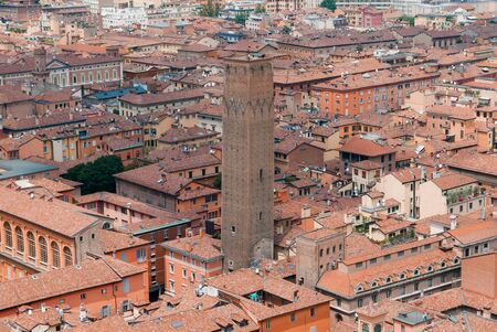 Aerial view of medieval city of Bologna, Italyの写真素材
