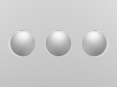 Empty shelves for exhibit in the wall  3d image の写真素材