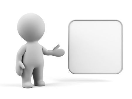 3d human with blank board.の写真素材