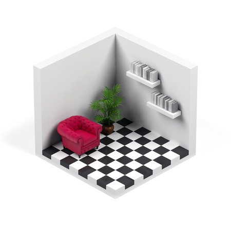 Room isolated on white. 3D rendering image.の写真素材