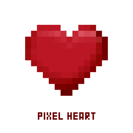 Heart pixel icon. Vector illustration on white.のイラスト素材