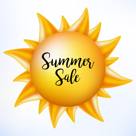 Summer sale hot discount. Cartoon sun. Vector Illustrationのイラスト素材