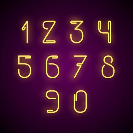 Neon numbers. Set numbers Vector imageのイラスト素材