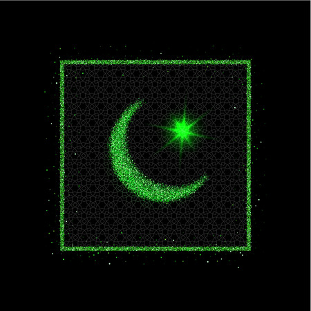 Ramadan Kareem greeting with moon. Vector illustration.のイラスト素材