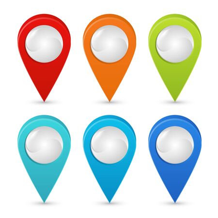 Seth colorful map pointers. Map pointers 3d icons. Vector image isolatedのイラスト素材