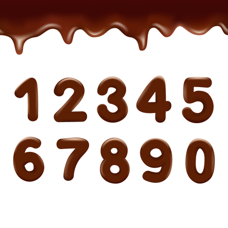 Chocolate numbers on white background. Vector illustrationのイラスト素材