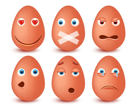 Set of 3d Easter eggs emoticons. Smileys emoticons.Vector imageのイラスト素材