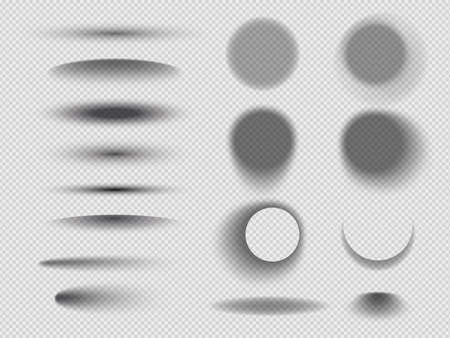 Set of transparent shadow. Realistic shadow effect isolated on transparent background. Vector illustration.のイラスト素材