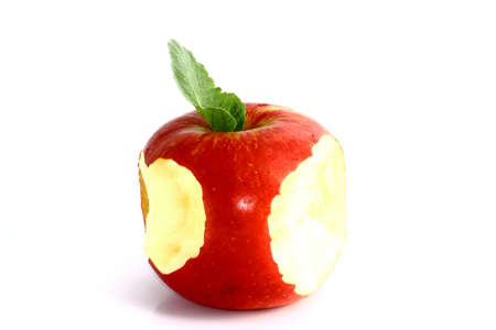 an apple bitten by him and herの写真素材