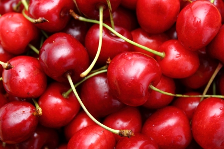 closeup of a bunch of cherryの写真素材