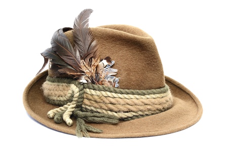 traditional german hunting hat over white backgroundの写真素材