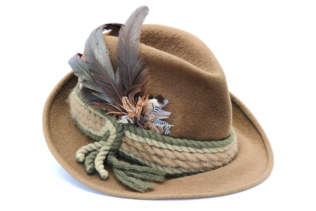 german hunting hat decorated with pheasant and jay feathersの写真素材