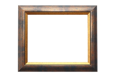 beautiful wooden frame for paintings isolated on white backgroundの写真素材