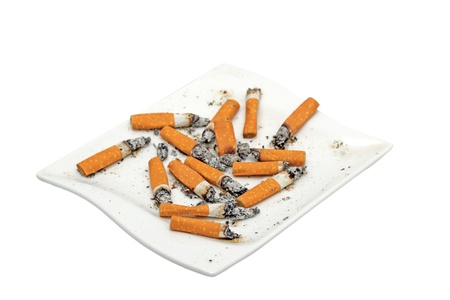 cigarettes on a dish transformed in ashtray