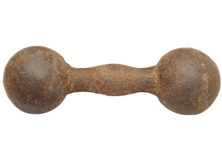 old rusty barbell - sport item - isolated over whiteの写真素材
