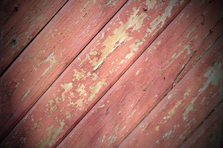 reddish wood planks texture with vignetteの写真素材
