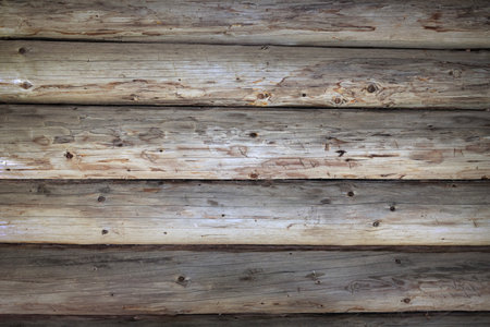 spruce planks wall on traditional lodge, wooden background for your designの写真素材