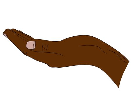 Isolated elongated horizontal empty hand holding something or begging.のイラスト素材