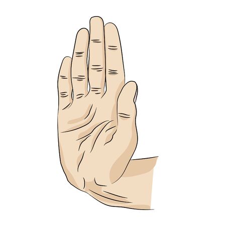 Isolated white palm of the hand that shows sign stop or greetings.のイラスト素材