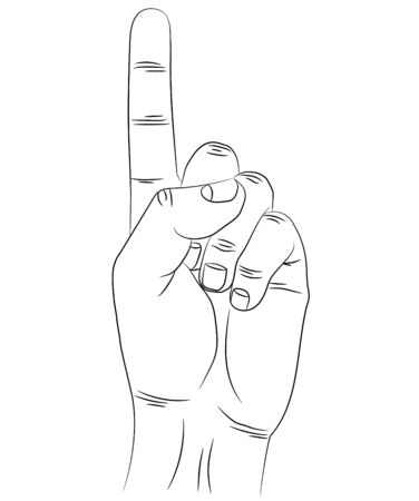 Isolated index finger raised up. Palm of the human hand.のイラスト素材