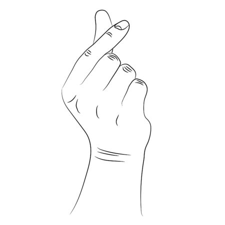Isolated silhouette of a hand that shows symbol of korean heart or money.のイラスト素材