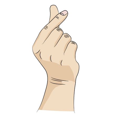 Isolated white hand that shows symbol of korean heart or money.のイラスト素材