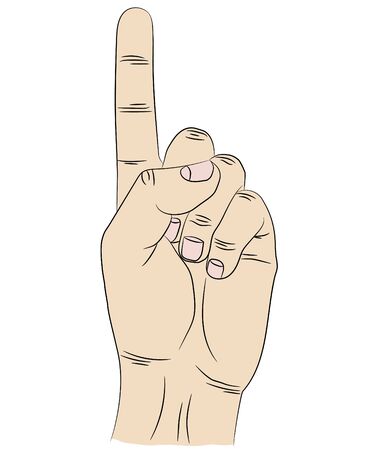 Isolated index finger raised up. Palm of the human hand.のイラスト素材