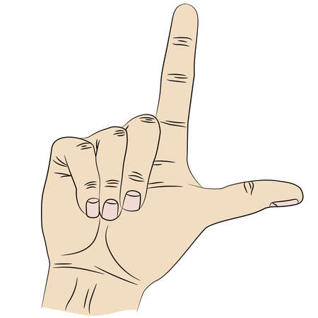 Isolated hand that shows gesture loser by index finger and thumb.のイラスト素材