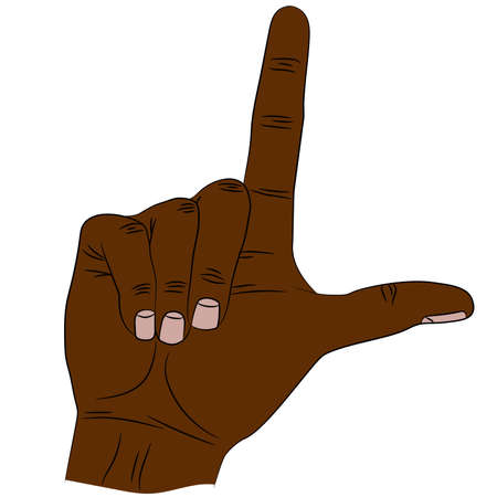 Isolated hand that shows gesture loser by index finger and thumb.のイラスト素材
