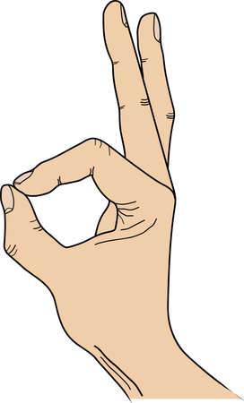 Isolated white palm of the hand that shows ok.のイラスト素材