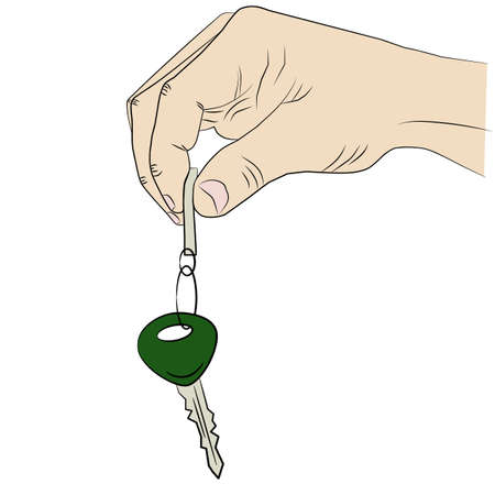 Illustration of isolated human hand holding a smart phoneのイラスト素材