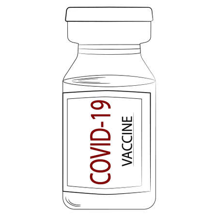 Isolated icon of Covid-19 vaccine ampoule in line. simple medicine bottle with a vaccine against the virusのイラスト素材