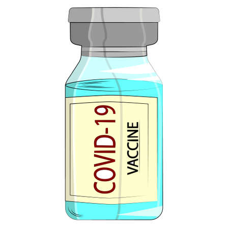 Isolated icon of Covid-19 vaccine ampoule in line. simple medicine bottle with a vaccine against the virusのイラスト素材