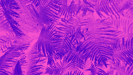 Deep floral background with purple tones depicting fern thickets, hippie background, acid background, purple gradientの写真素材